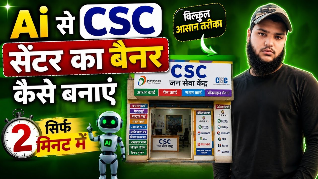 AI Se CSC Center Banner Kaise Banaye | Professional CSC Banner Design @Nizam_Graphics