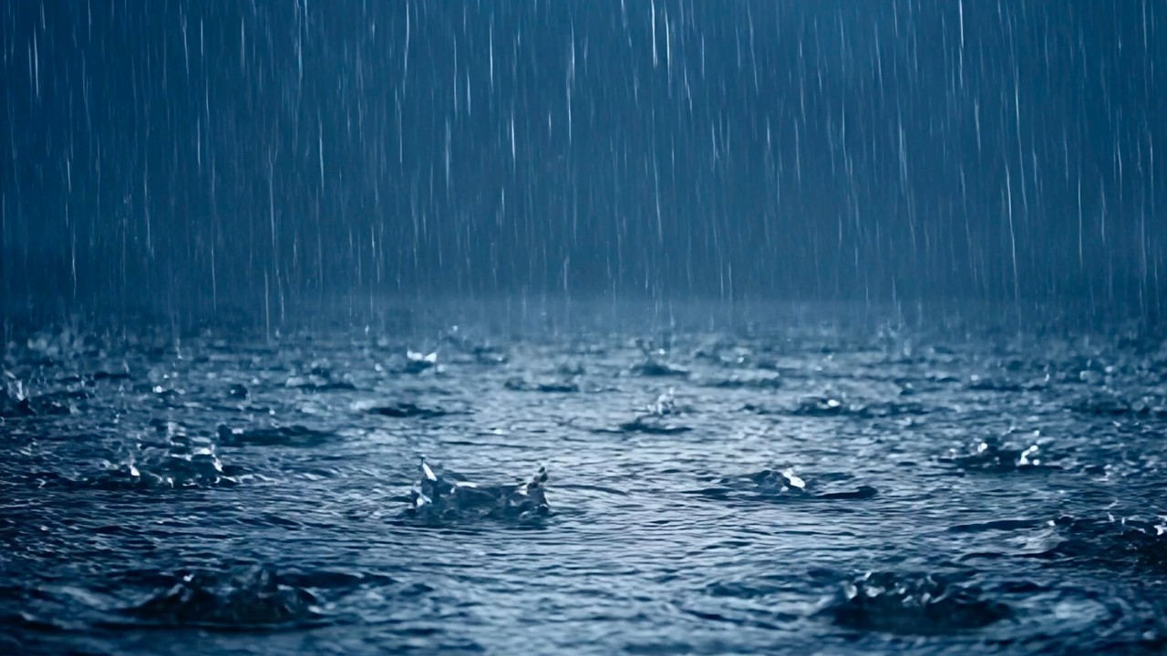 10 Hours of ASMR Heavy Rainfall on Water in 4k, Ultra-Realistic Water Surface