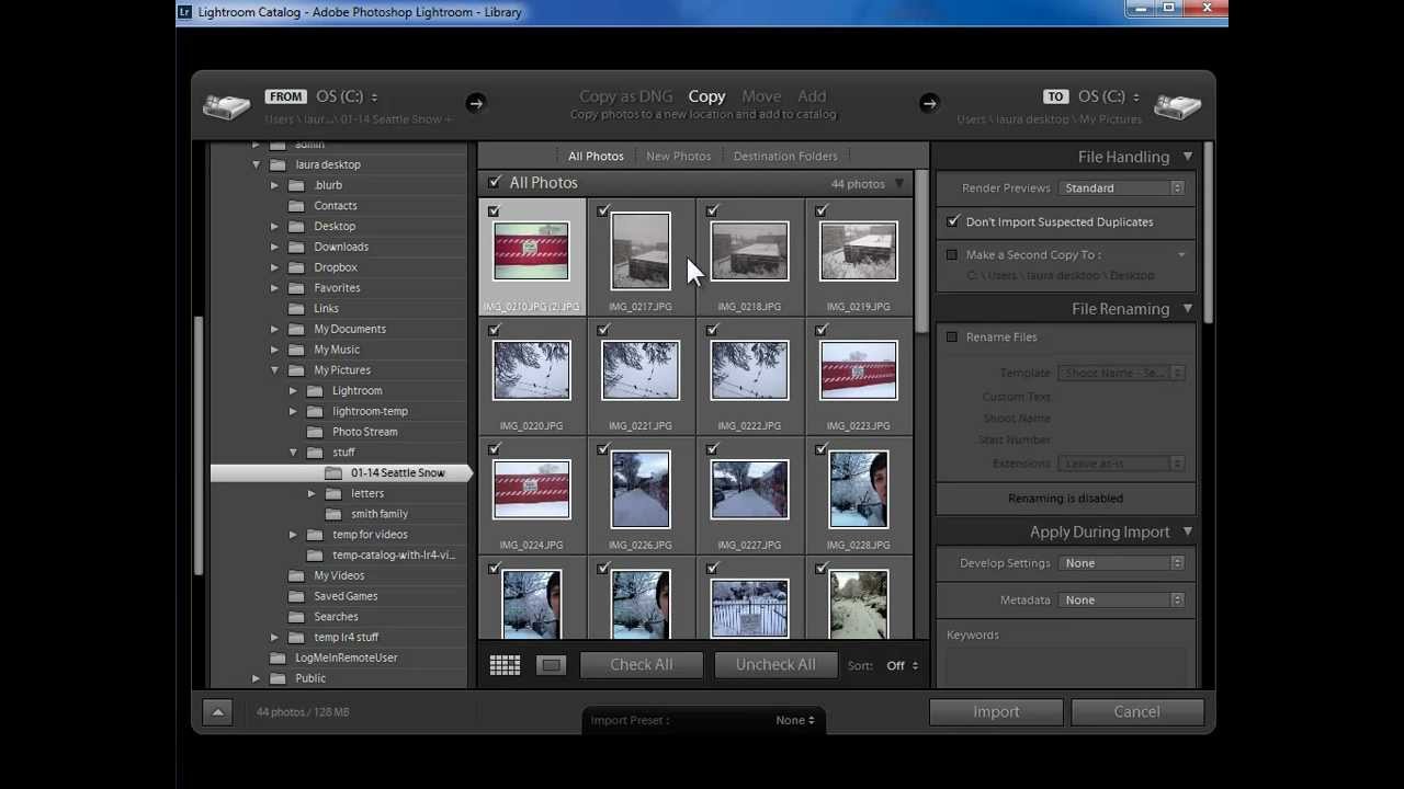 Lightroom 3, 4, 5, 6, CC: Importing Photos Part One - Photos Already on Your Hard Drive