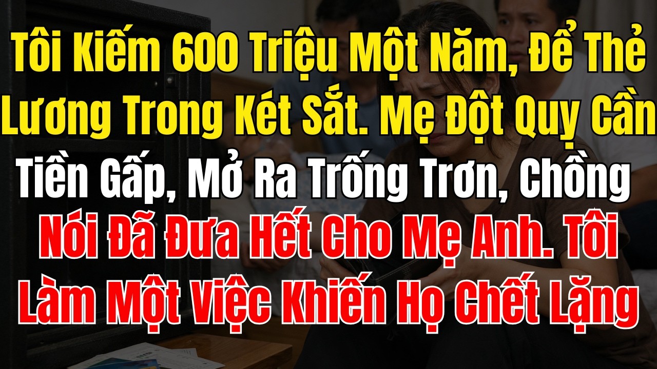 Tôi Kiếm 600 Triệu Một Năm, Để Thẻ Lương Trong Két Sắt  Mẹ Đột Quỵ Cần Tiền Gấp, Mở Ra Trống Trơn, C