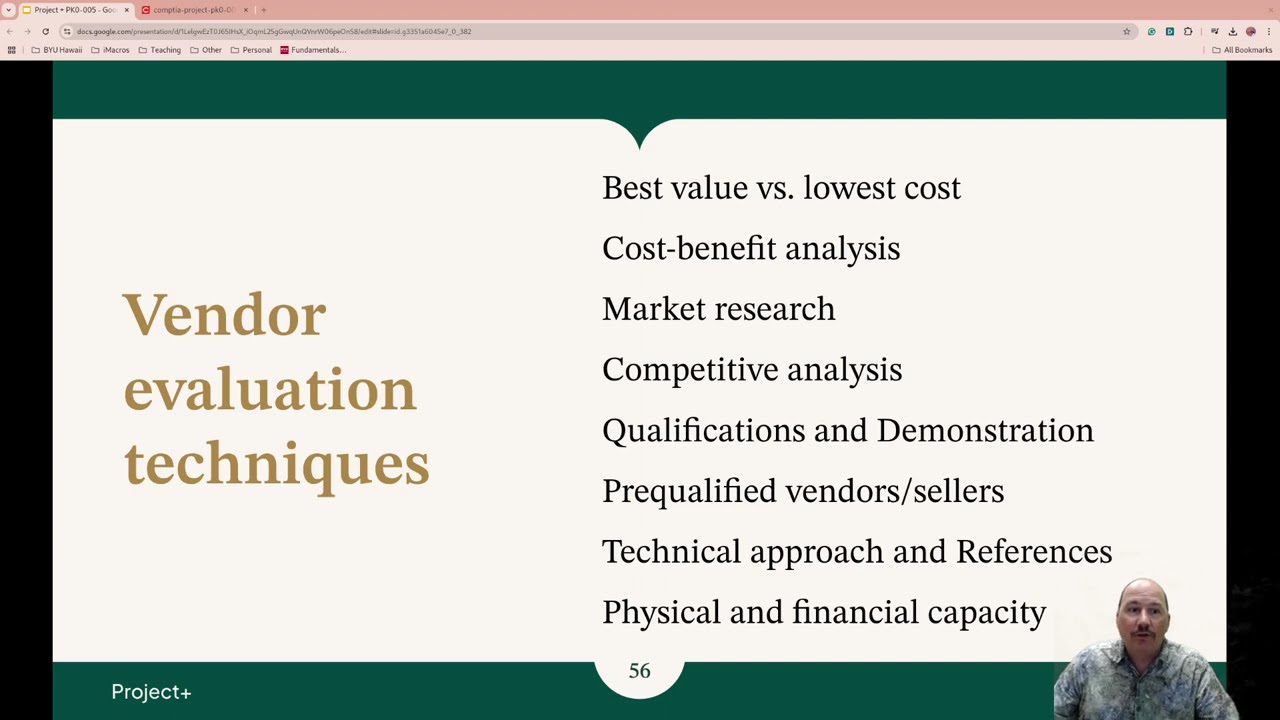 2025 Project+ PK0-005 Explain important project procurement and vendor selection concepts