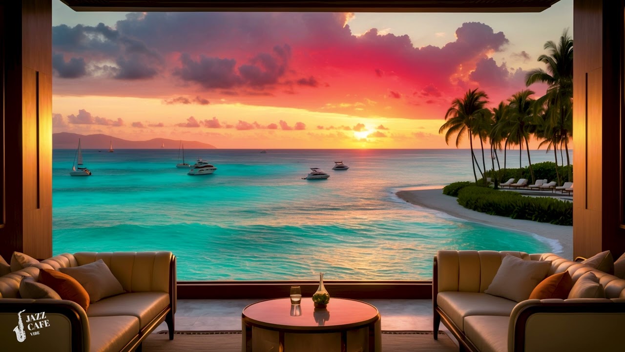 Beach Jazz Cafe Music ☀️ Romantic Jazz Lounge Music Happy Summer Jazz Cafe Music Relax (no ads)