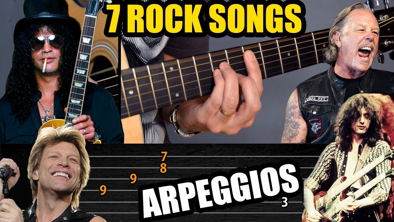 Las 7 Mejores Canciones de ROCK con ARPEGIOS en Guitarra Acústica - Tutorial & Tablatura