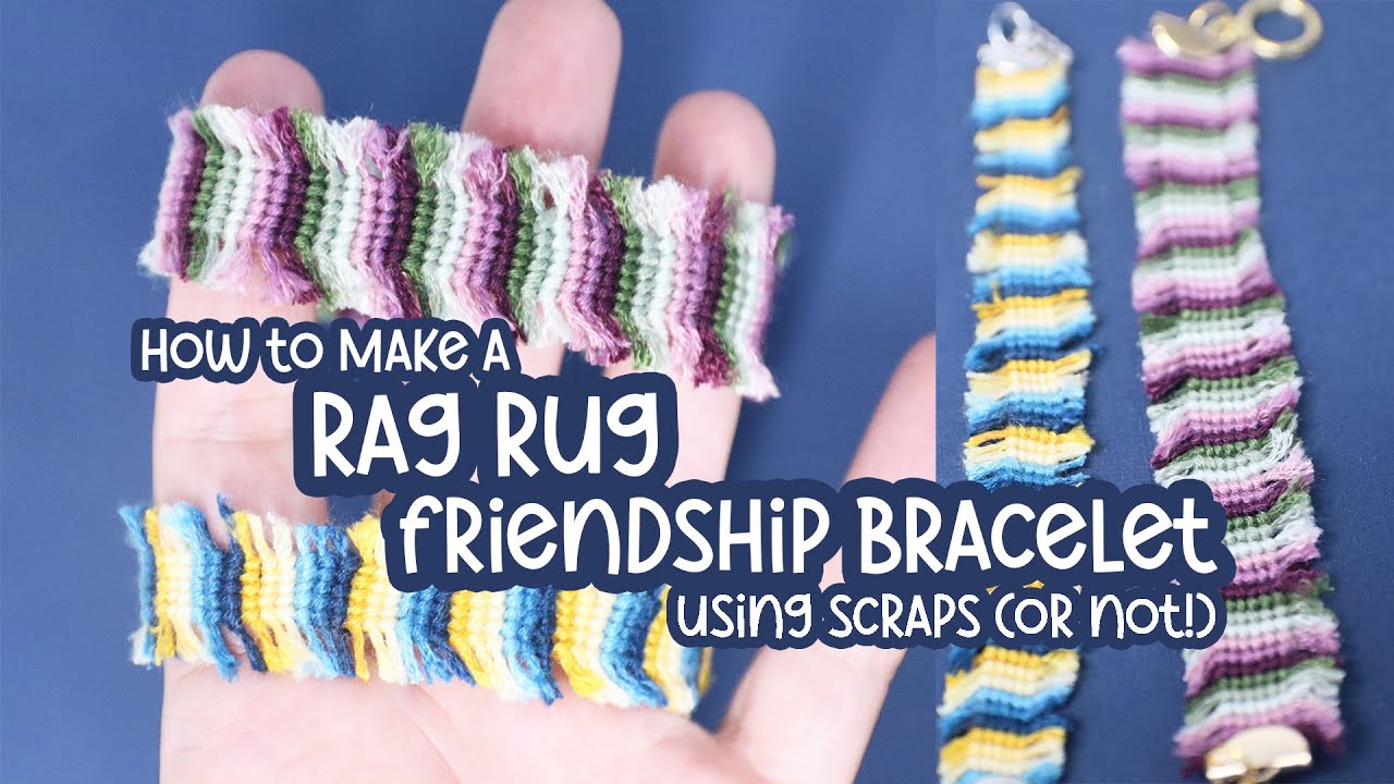 Rag Rug Friendship Bracelet Tutorial using Scraps! (basic alpha striped bracelet with fringe)