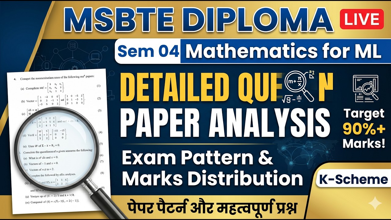 MSBTE Sem 04 Mathematics for Machine Learning | Detailed Question Paper Analysis 📊