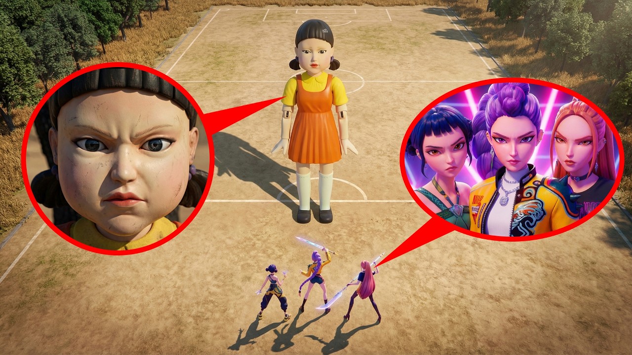 Mi DRON grabó a la MUÑECA del Juego del Calamar VS HUNTRIX | Arina Dance Stories