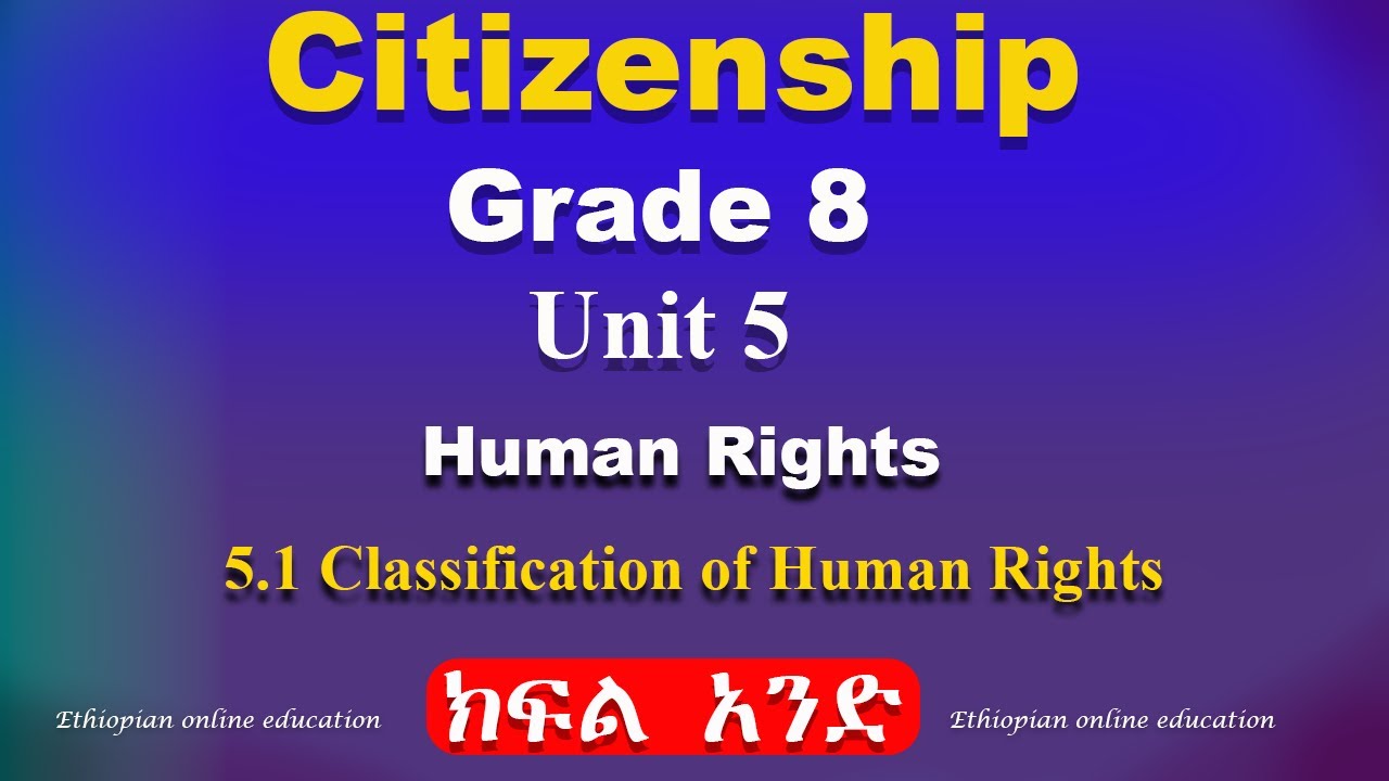 Grade 8 citizenship unit 5 part 1 | Human rights | Classification of Human Rights