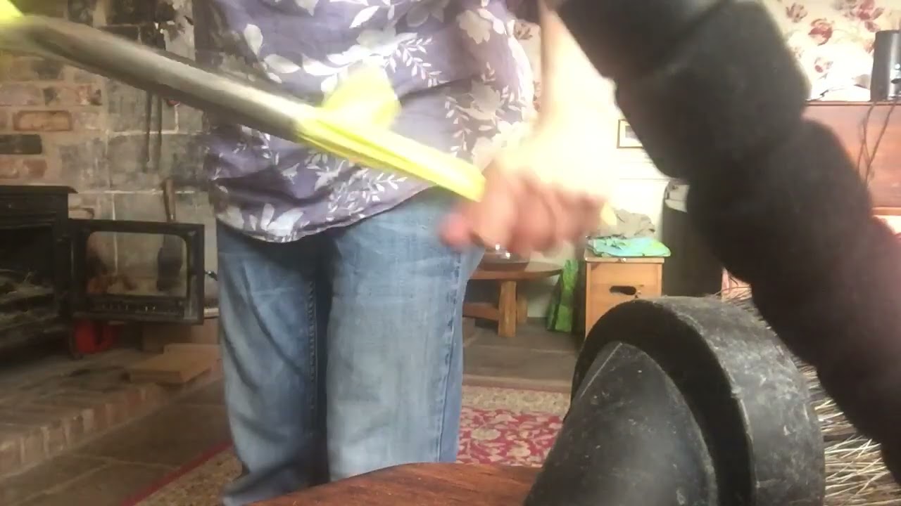 Henry vacuum cleaner first time swallowing yellow rubber gloves!