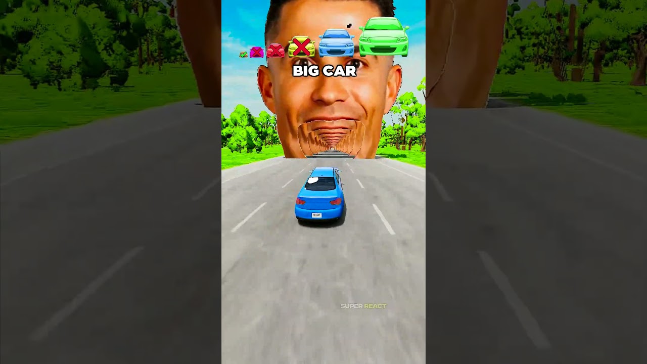 Big & Small Cars vs Giant Cristiano Ronaldo Tunnel - BeamNG.Drive