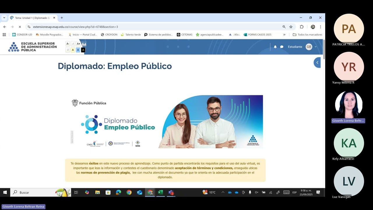 Sesión explicativa del uso de la plataforma Moodle: Diplomado empleo público 20250923