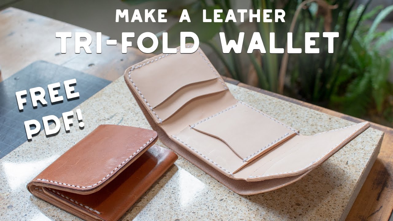 Make a Leather Tri-Fold Wallet - FREE PDF PATTERN SET - Build Along Tutorial