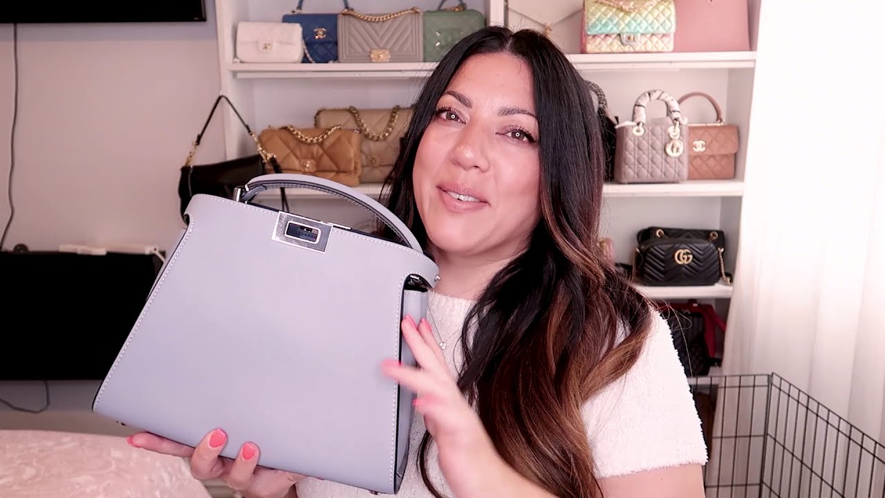 FENDI PEEKABOO ESSENTIALLY BLUE GREY BAG | Naomi Peris