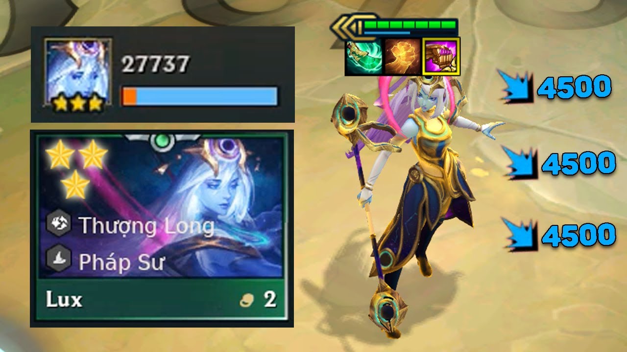 LUX PHÁP SƯ + GĂNG BẢO THẠCH ÁNH SÁNG 1 SKILL BAY MÀU CẢ MAP CỰC LỖI | DTCL MÙA 7.5