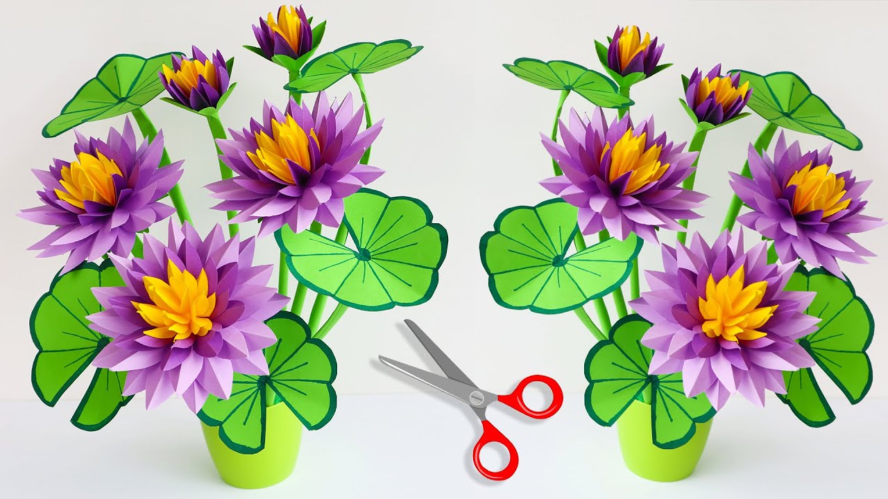 😍 Water Lily from paper 🌿 How to make a Lotus Flower