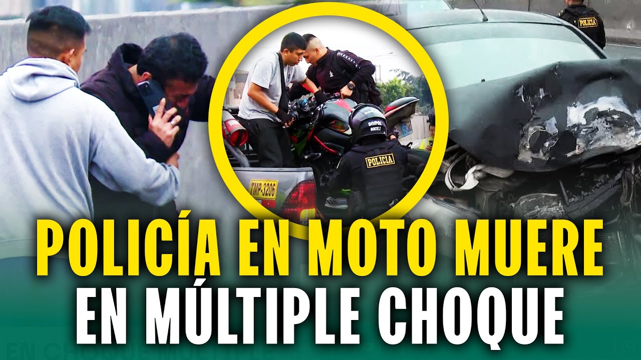 Policía en moto muere en violento choque de autos y moto en la Panamericana Norte