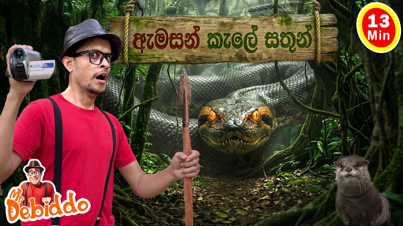 ඇමසන් කැලේ සතුන් 🌿🦥| Mr. Debiddo Amazon Jungle Animals Video| Kids Learning Sinhala Video| Saththu