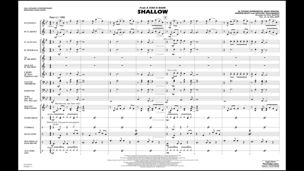 Shallow (from A Star Is Born) arranged by Paul Murtha