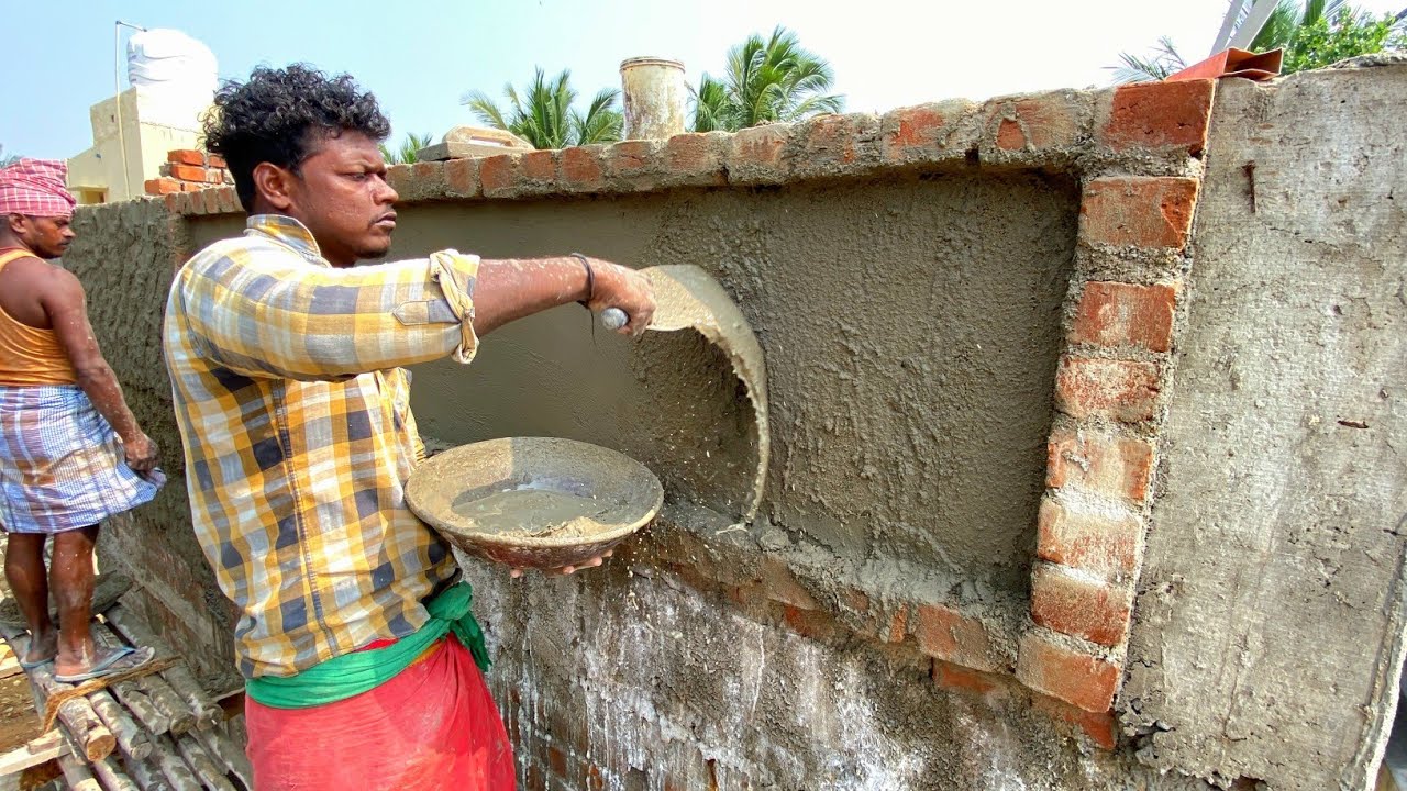 Excellent! Plastering Techniques_Parapet Front Wall Elevation Box Design Accurately Plastering