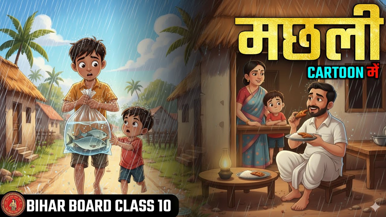 Cartoon में || मछली कहानी || Class 10 Hindi Chapter 10 || Machhli Kahani Class 10th