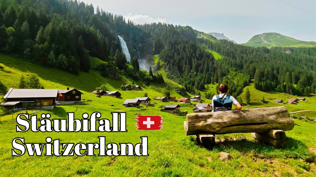 🇨🇭 St&auml;ubifall,  Switzerland - Walking Tour around Alpine Beauty: Waterfall and Swiss Mountain Life