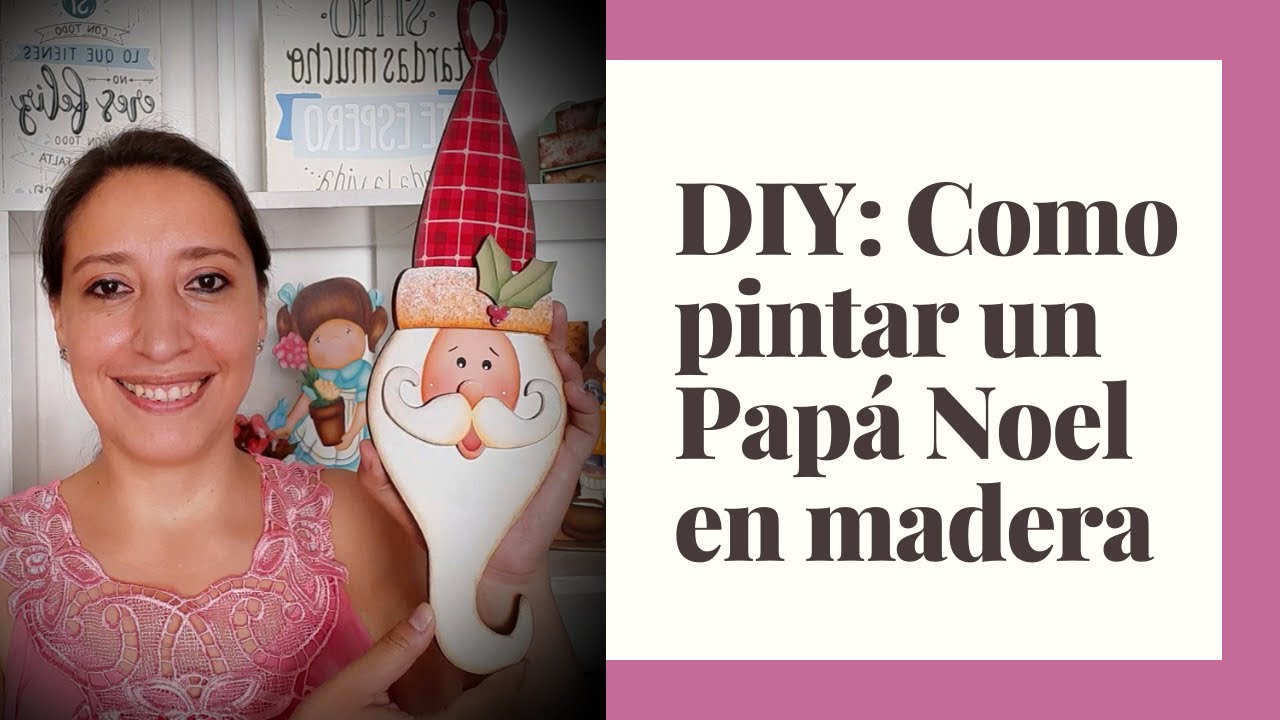 Como pintar un Papá Noel en madera estilo country (Molde Gratis)