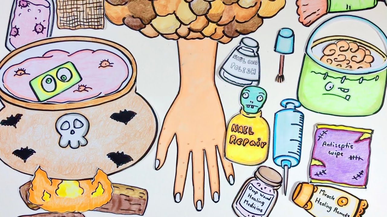 Paper ASMR | Transforming a Zombie&rsquo;s Hand into Human Skin #asmr # paperasmr #makeover 