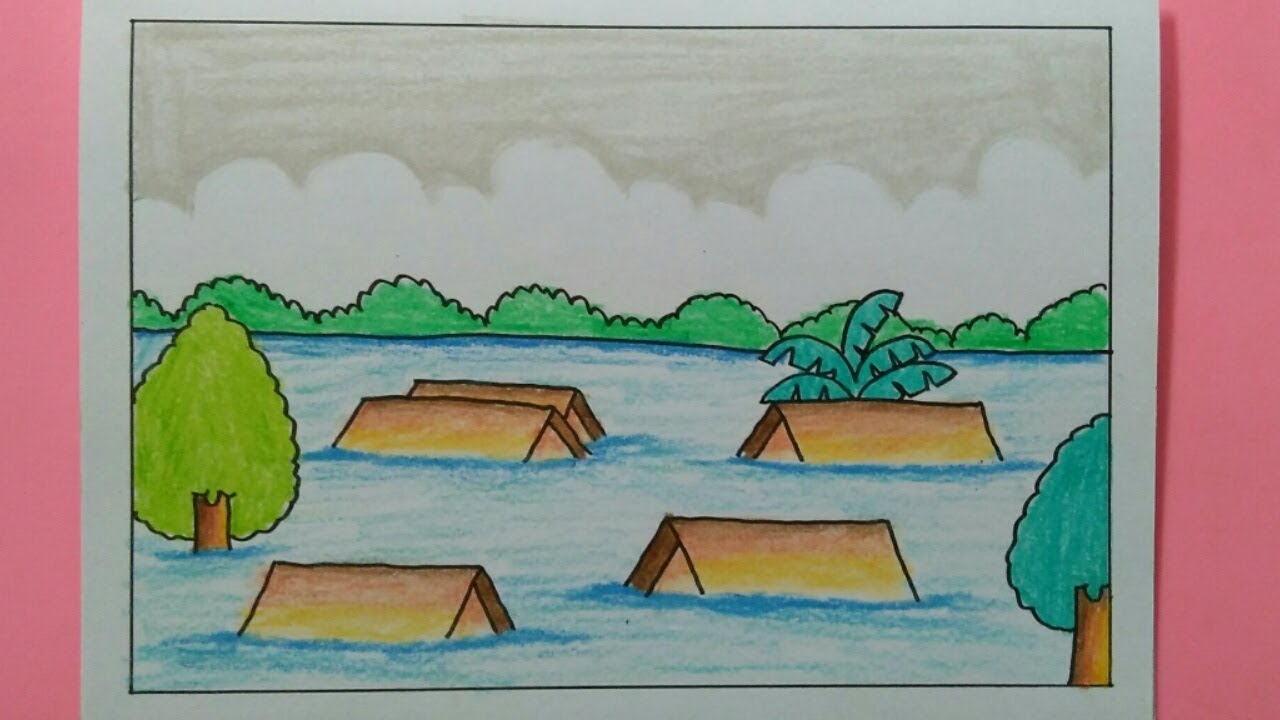 Cara Menggambar Bencana Banjir