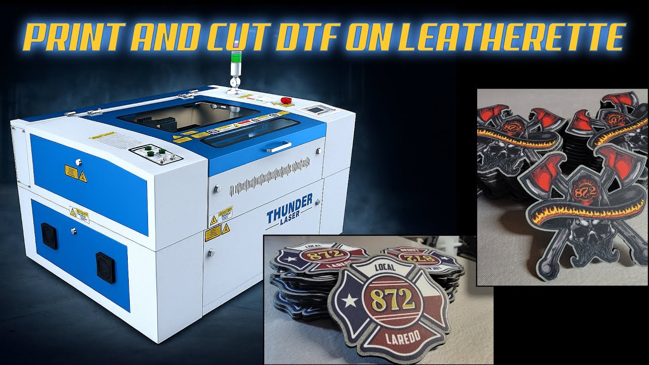 Thunder Nova Plus RF Laser Print & Cut - DTF on Leatherette Hat Patches - Full Setup & Results
