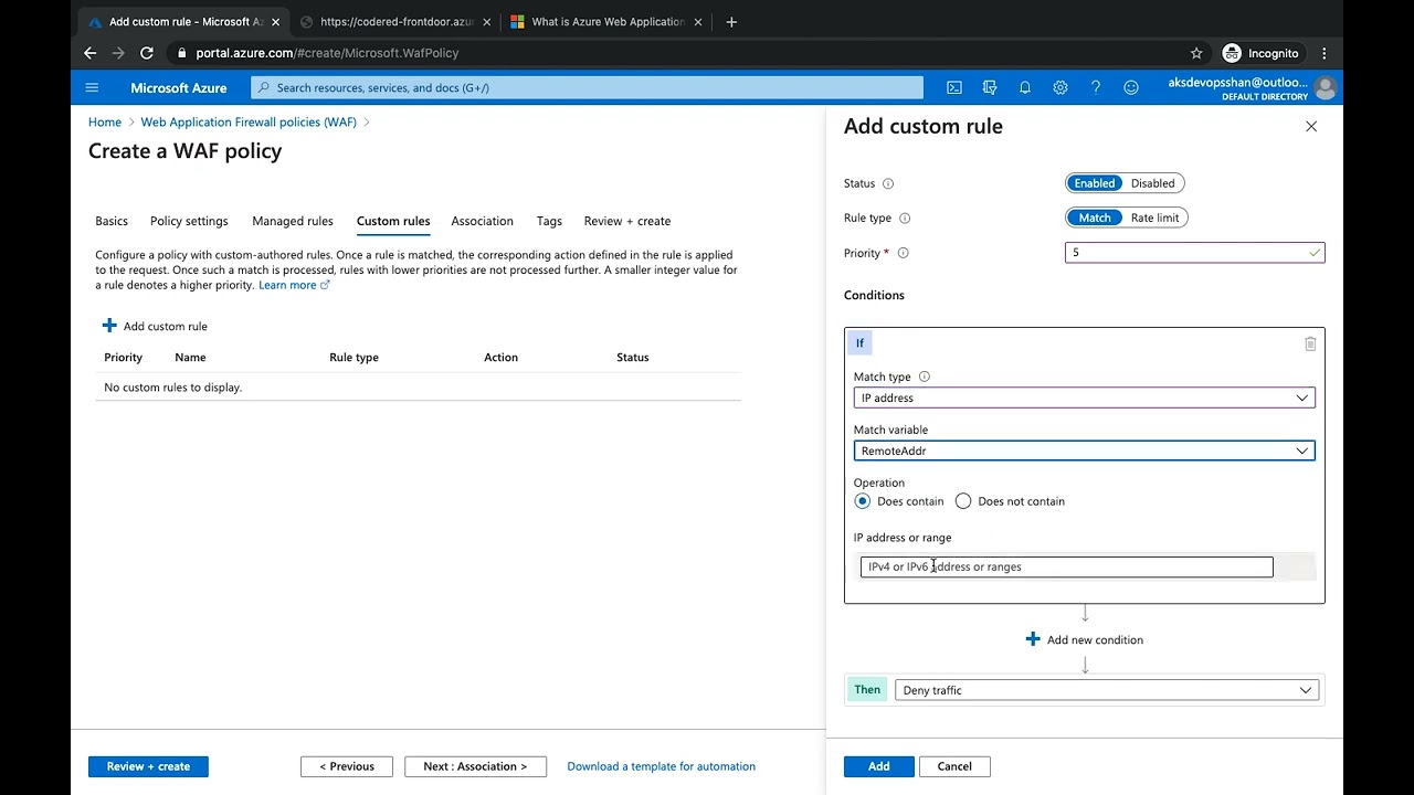 Azure WAF & Front Door tutorial