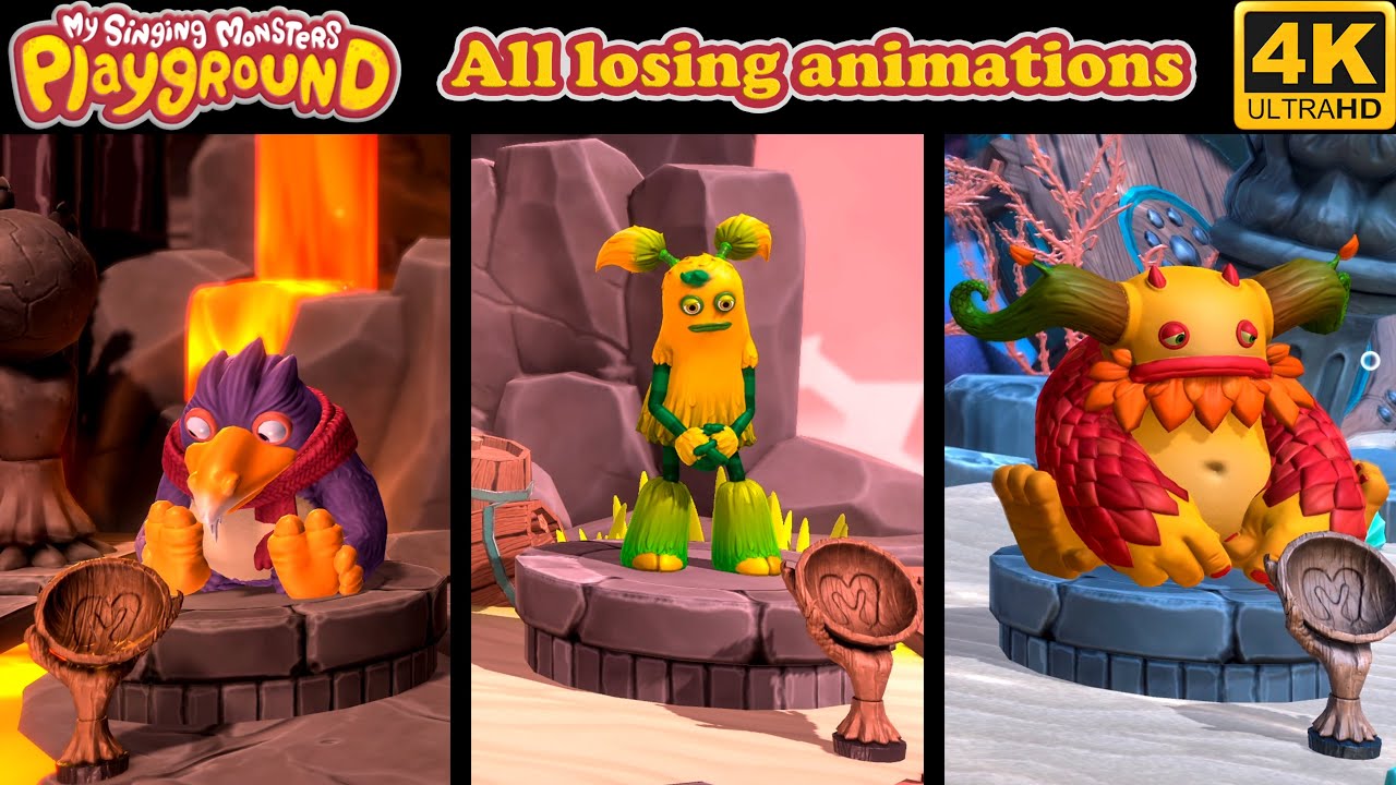 My Singing Monsters Playground - All Losing Animations 4k
