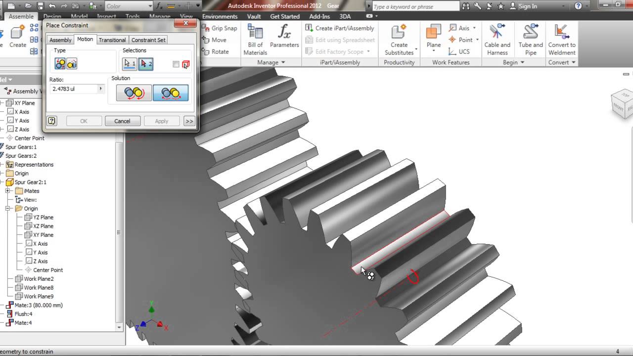 Tutorial Autodesk Inventor Gear Animation