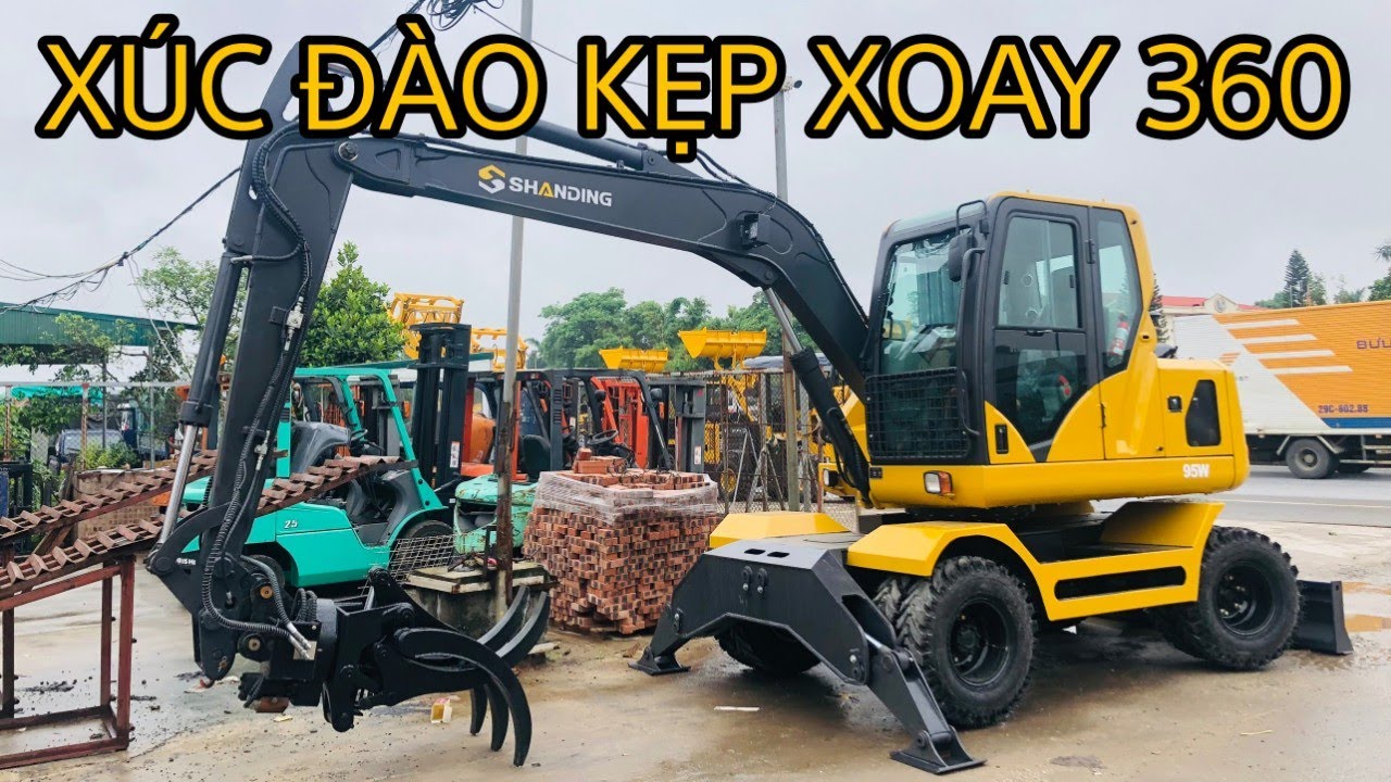 Máy Xúc Đào Trung Quốc Lắp Kẹp Xoay 360 Gắp Gỗ | 0869333717