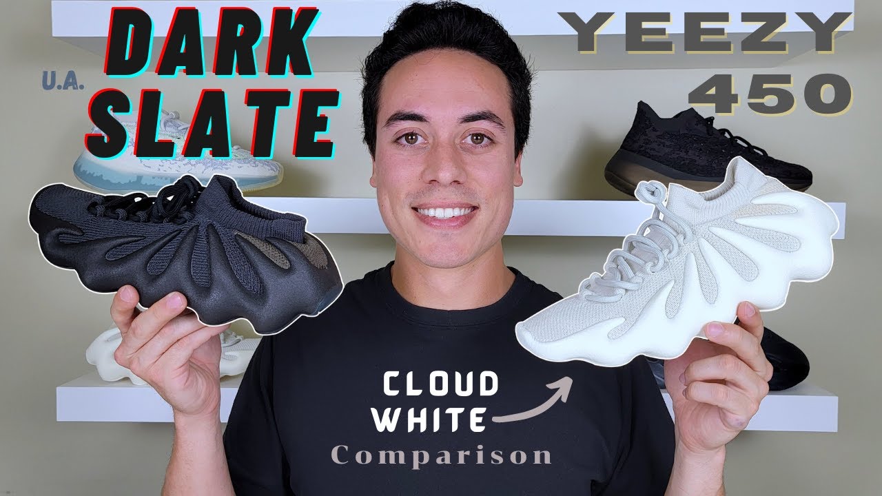 Adidas Yeezy 450 DARK SLATE vs CLOUD WHITE - UA Comparison (Review & On Feet)! Watch Before you buy!