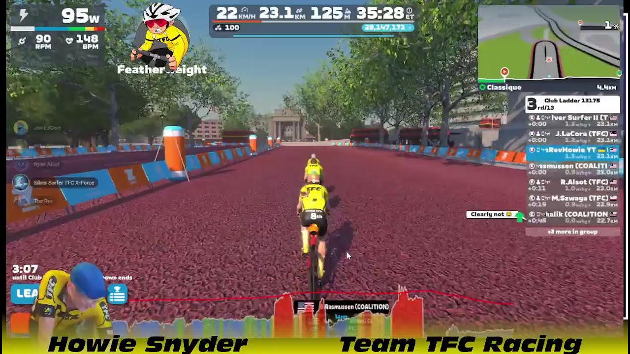 Zwift Club Ladder Racing, TFC X-Force v Coalition, London Classique