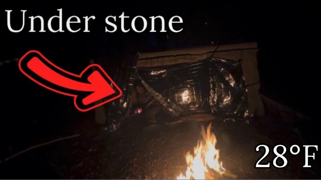 Freezing Night Camping in a Rock Shelter | ASMR