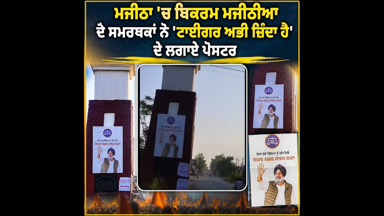 Supporters Put Up &ldquo;Tiger Abhi Zinda Hai&rdquo; Posters for Bikram Majithia in Majitha