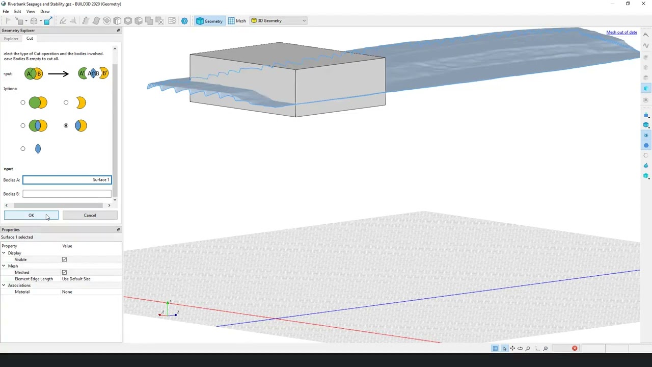Slope/w - stability analysis using 3D seepage results
