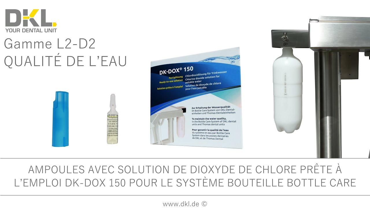 AMPOULES AVEC SOLUTION DE DIOXYDE DE CHLORE DK-DOX 150 POUR LE SYSTÈME BOUTEILLE BOTTLE CARE