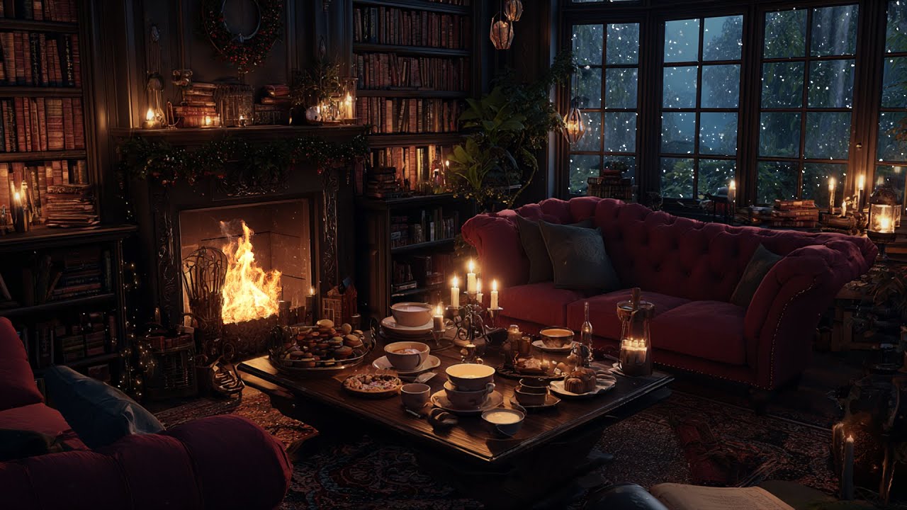 Gentle Winter Piano ❄️ Fireplace Ambience for Calm Focus and Meditation