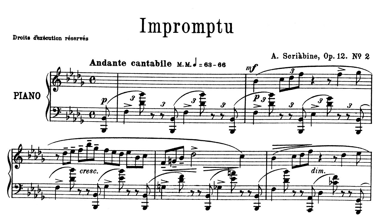 SCRIABIN- Impromptu in Bb minor Op12 no.2 (SHEET MUSIC)