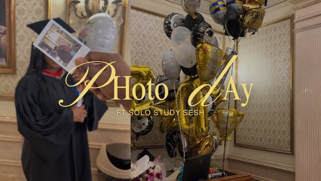 Spend the day with me ,grad photo day ft solo study sesh 🤍