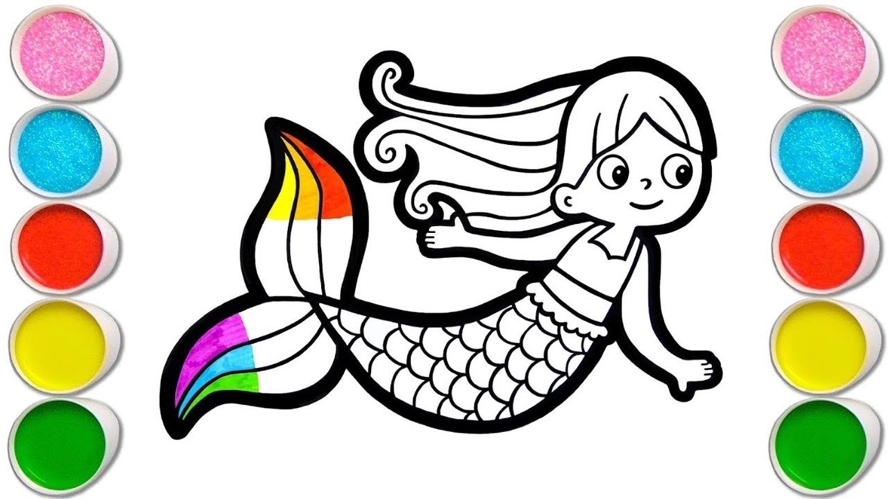 Beautiful Mermaid Drawing for kids, Painting & Coloring for kids, Toddlers | Let's Draw Together