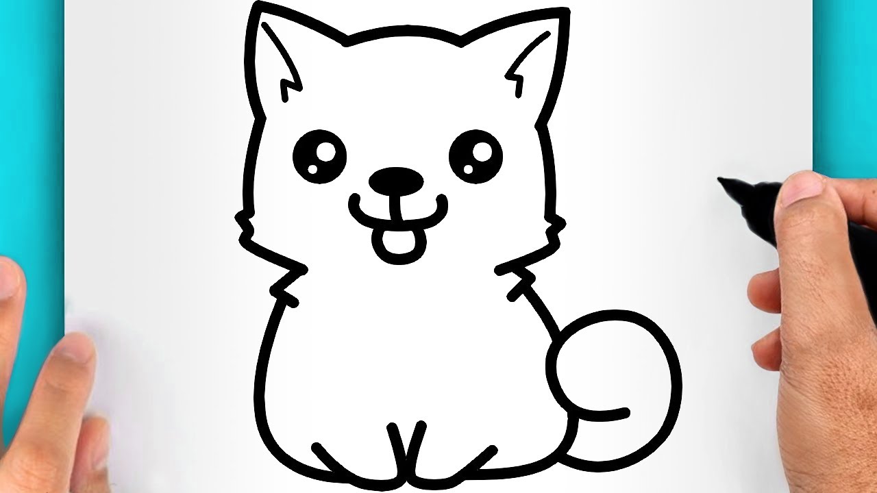 DISEGNI FACILI DA FARE | COME DISEGNARE UN CANE FACILE (VIDEO DI DISEGNI KAWAII)