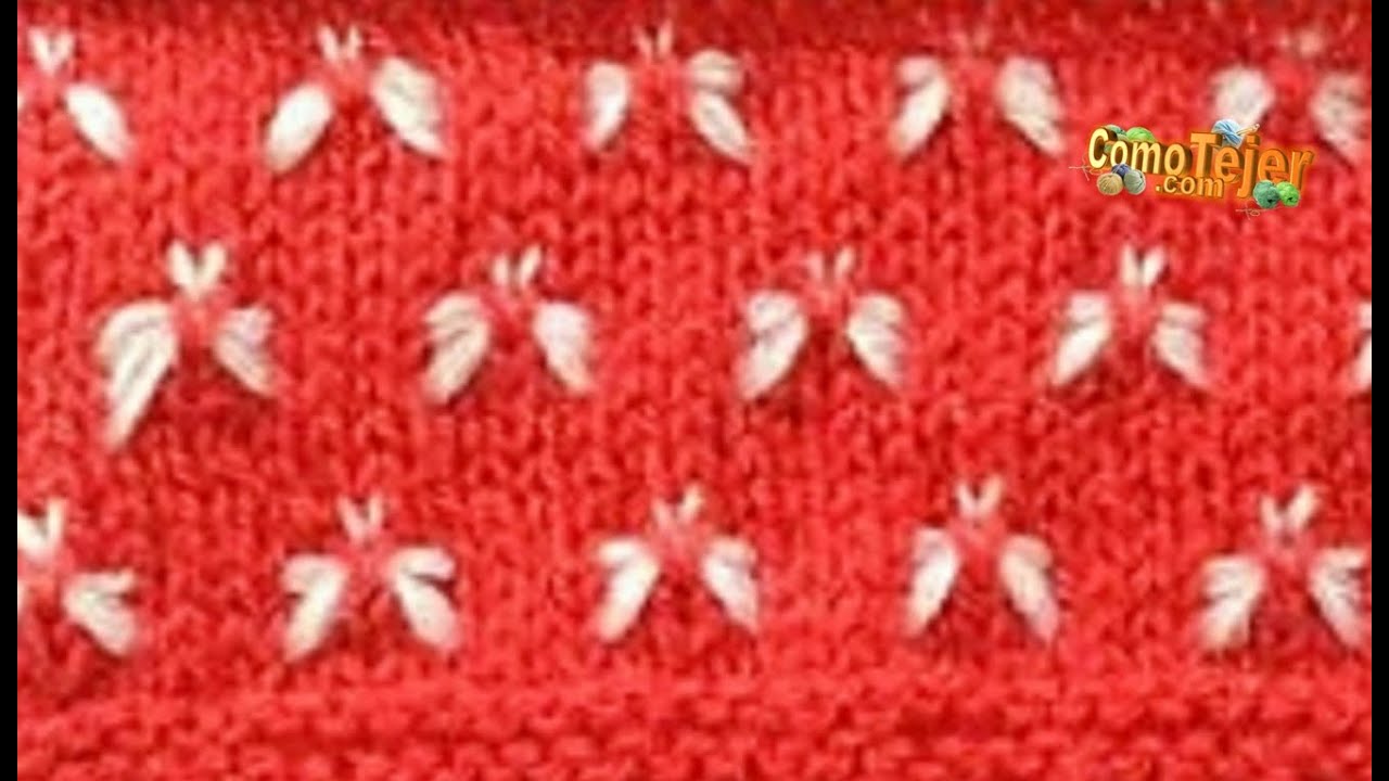Cómo Tejer Colchita, Cobija, Manta de Mariposas - How to Knit Baby Blanket - 2 agujas (630)