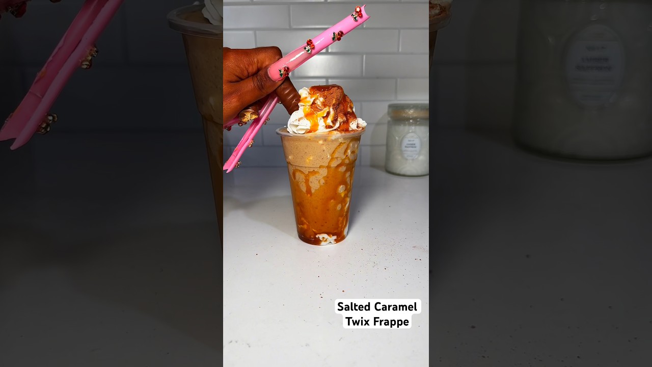 Salted Caramel Twix Frappe #asmr #recipe #starbucksdrinks #asmrvideo #icedcoffee #frappecoffee