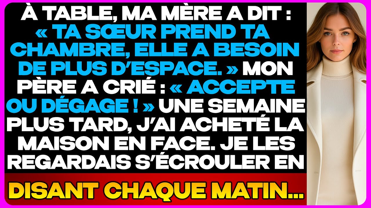 Mes Parents M’Ont Virée De Ma Chambre Pour Ma Sœur. Une Semaine Plus Tard, J’Ai Achevé Leur Famille