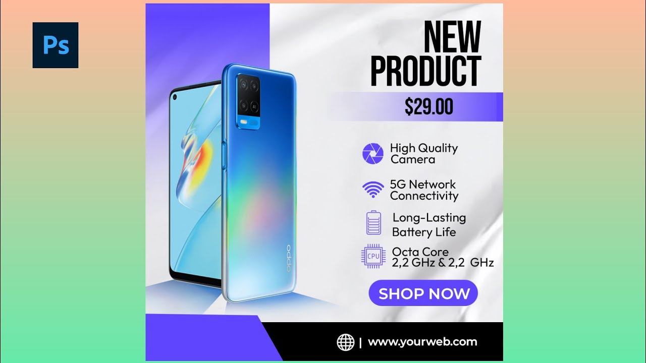 How to Design Mobile Advertisement Post | Social Media Post | Photoshop Tutorial