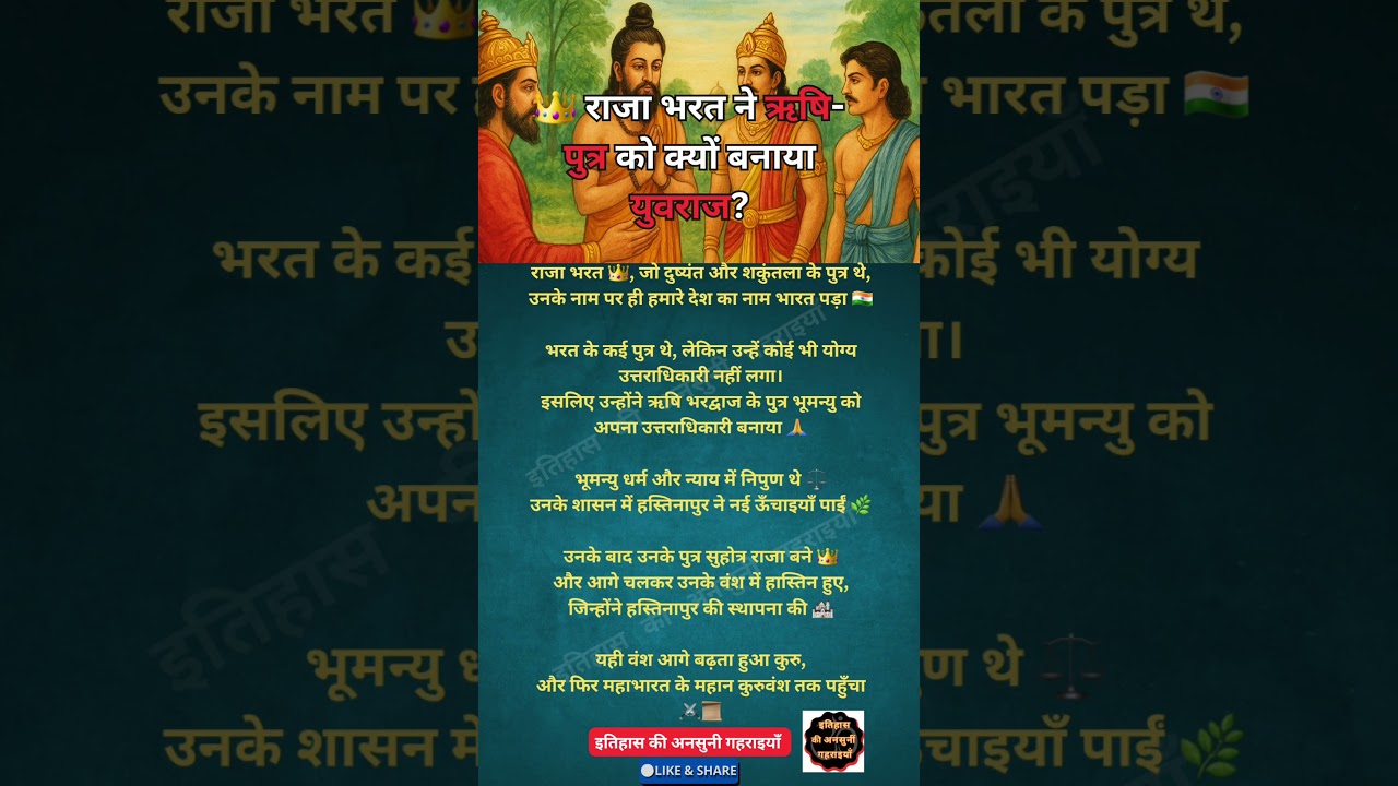 👑 Why did King Bharat make the sage's son the crown prince? #mahabharat #bharat #bhumanyu #viralvideo #shorts
