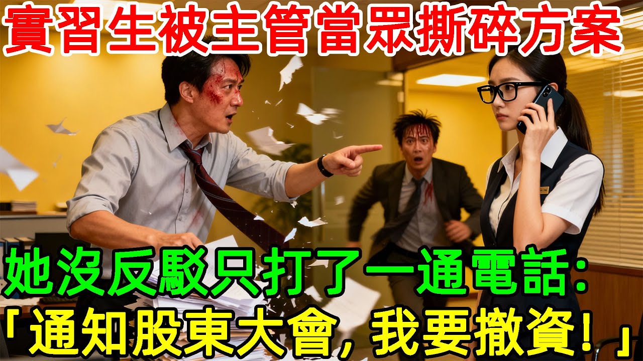 實習生被主管當眾撕碎方案，她沒反駁只打了一通電話：「通知股東大會，我要撤資！」十分鐘後總裁慌了！#情感#故事#正能量#故事频道#故事分享