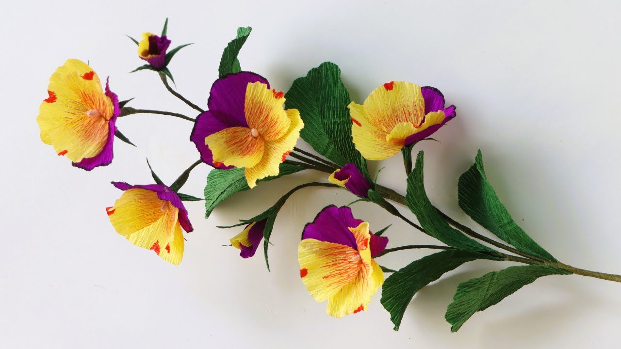 Pansy Paper Flower/ How To Make Pansy Flower From Crepe Paper/ Paper Flower